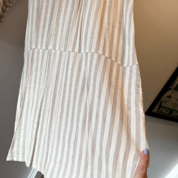 Free People Linen Folk Town Cream & White Striped Dress - Good condition, Size M - Picture 10 of 16